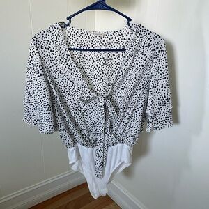 Altar’d State White & Black Patterned Bodysuit